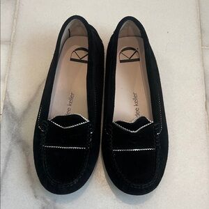 Dee Keller Black Suede Loafers for Women